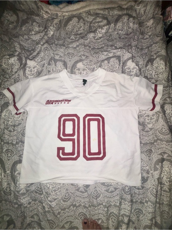 wild fable Tops - wild fable White Mesh Jersey Top with Burgundy Number 90